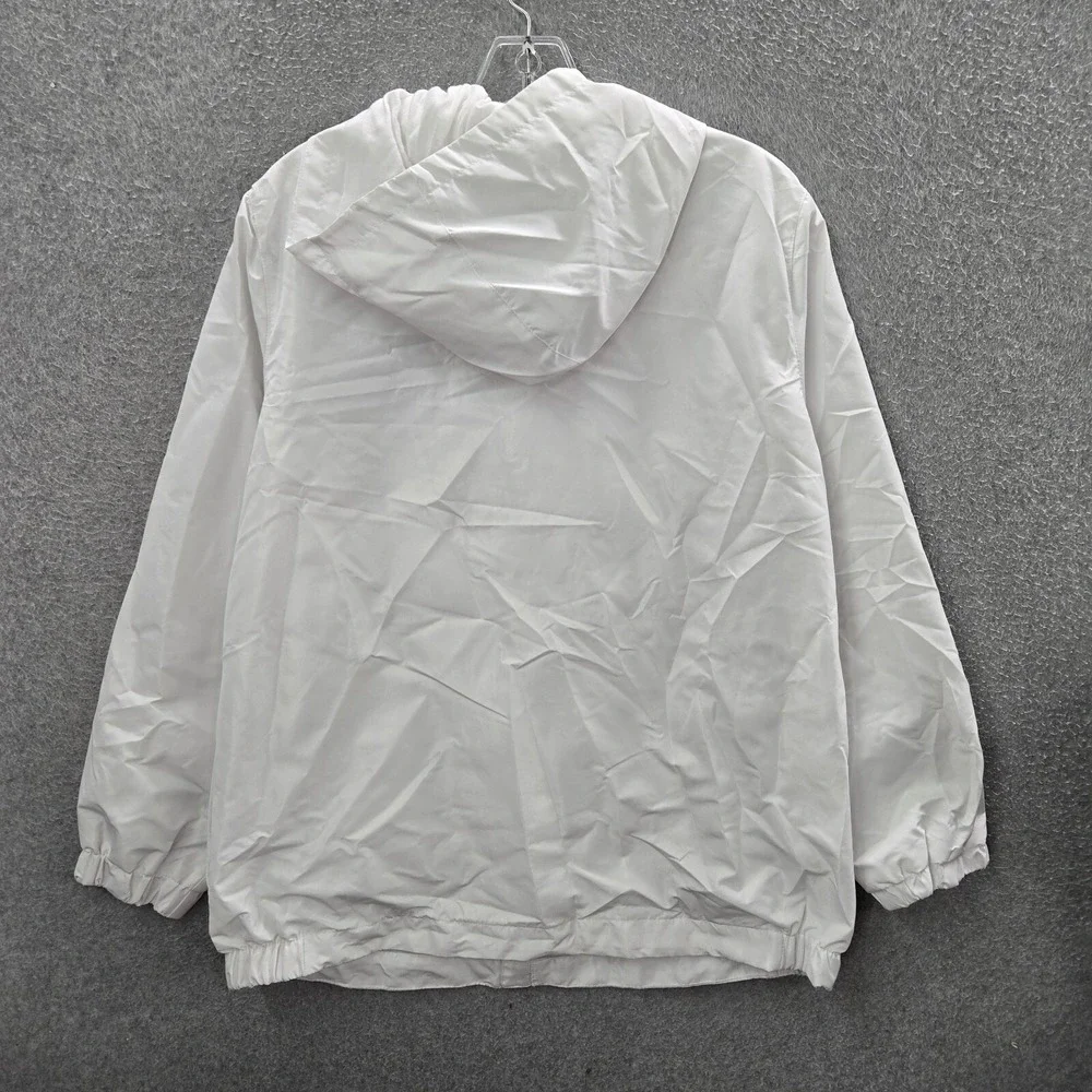 Spyder Men Jacket Large White Windbreaker Hooded‎ Logo Polyester Long Sleeve
